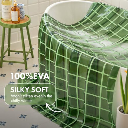 Heavy Duty Clear Shower Curtain Liner with Grid Pattern, 72x72 Inches, Green - Pack of 1
