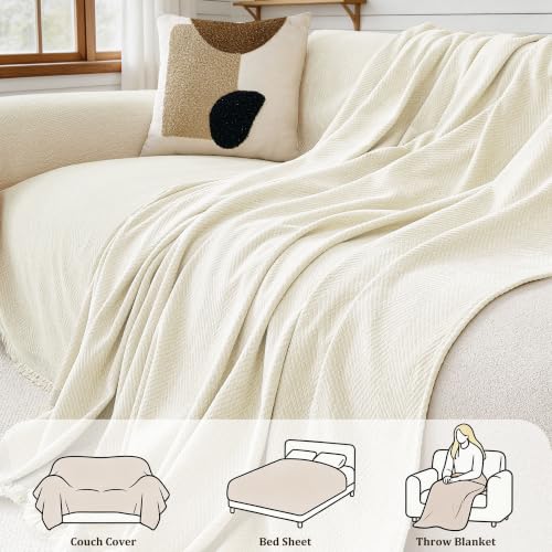 Waterproof Oversized Couch Cover for Dogs 91 x 150 Inches - Washable & Water-Repellent Chenille Sofa Protector with Herringbone Design