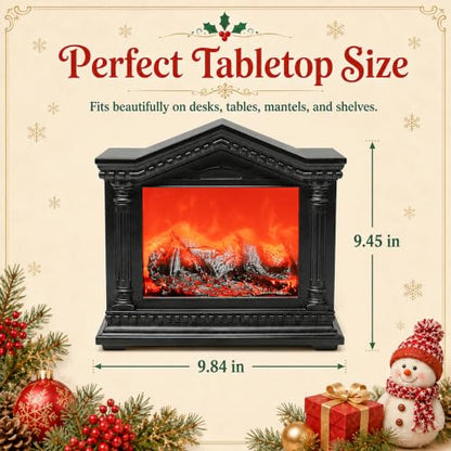 Fake Fireplace Lamp with LED Flame Effect - Black - Realistic Cozy Decor