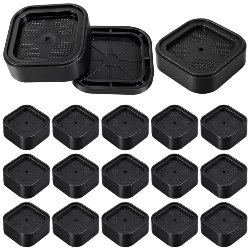 Adjustable Furniture Risers Set - Stackable Plastic Bed & Desk Supports, 1.38 Inch Height, Black
