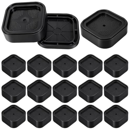 Adjustable Furniture Risers Set - Stackable Plastic Bed & Desk Supports, 1.38 Inch Height, Black