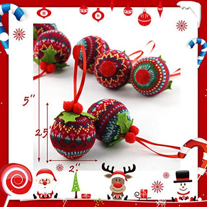12-Inch Knitted Christmas Tree Balls Set - Style 6 Holiday Decor