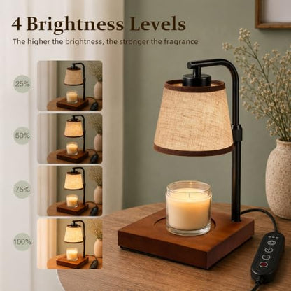Black Dimmable Candle Warmer Lamp with Timer - L-Shape Table Light