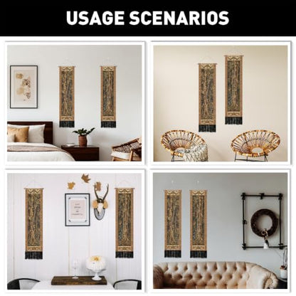 Medieval Tree Wall Tapestry Set - Vintage Long Wall Hanging with Tassels, 2 pcs