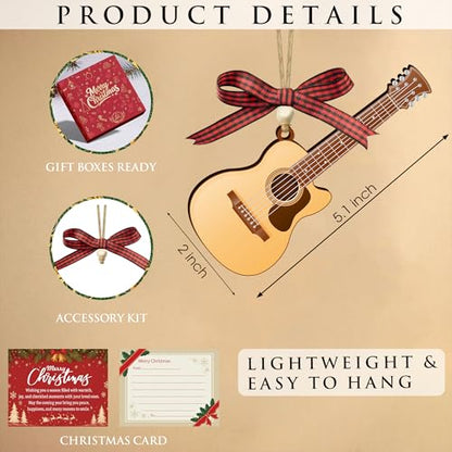 Guitar Ornament for Christmas Tree - Wooden Acoustic Guitar Decoration - Variation of Guitar Ornaments