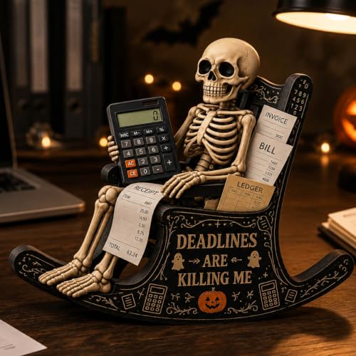 Halloween Skeleton Desk Decor - 4-Inch Funny Office Gift for Accountant - Variation of THIS listing