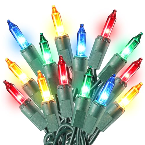 Multicolor Christmas String Lights 100 Count 21ft Incandescent Connectable Indoor Outdoor
