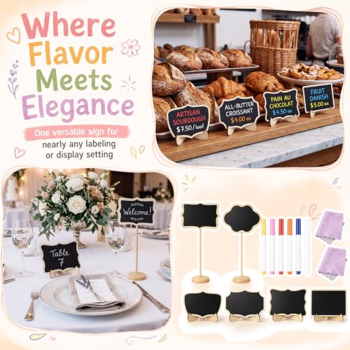 Mini Chalkboard Signs with Stand - 60 Pack for Party Buffet Food Labels
