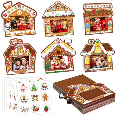 Gingerbread House Christmas Photo Cards Set - White, 200 Pieces