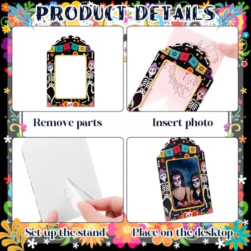 Dia De Los Muertos Sugar Skull Photo Frame Set - 50 Pack for Altar Decor