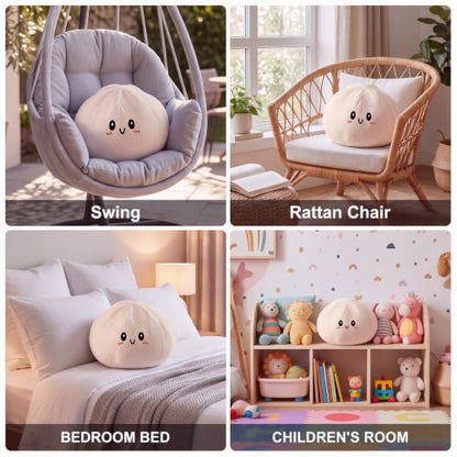 8.5-Inch Plush Dumpling Stress Relief Pillow - Funny Squeeze Toy, White