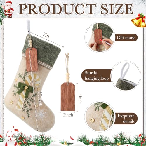 3 Pack Rustic Personalized Christmas Stockings with Name Tags - Classic Design