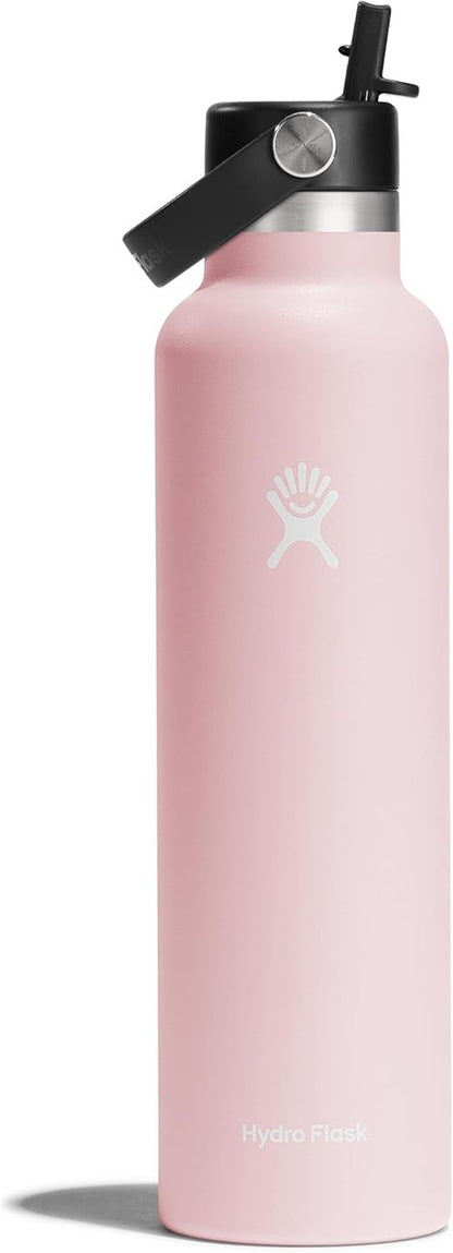 Hydro Flask Water Bottle - Insulated Stainless Steel - Leakproof Straw Lid - 24 Oz Trillium Pink