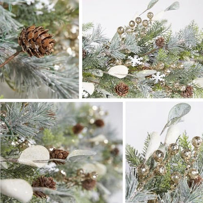 6ft Snowy Norway Spruce & Pine Garland with Berries - Christmas Holiday Decor
