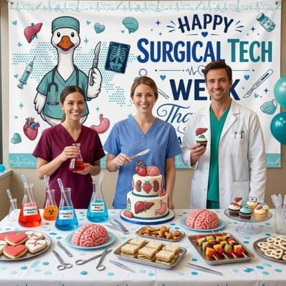 Surgical Tech Week Backdrop Banner - Hospital Appreciation Decor 71 x 43 Inch