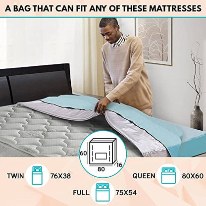 Velum Choice Queen Mattress Bags For Moving & Storage - Heavy Duty Mattress Moving Bags 16 Handles, Mattress Cover For Moving, Waterproof Mattress Storage Bag, Queen Mattress Protector Zippered