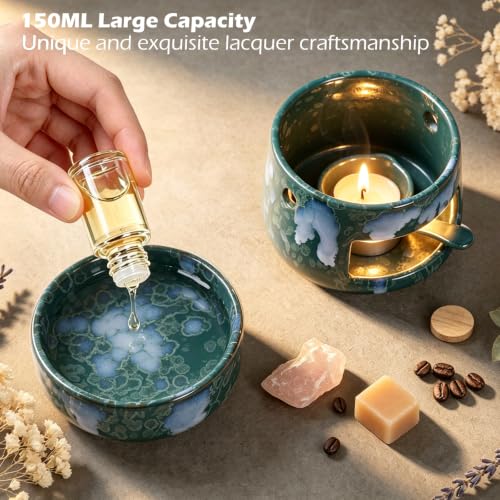 Ceramic Oil Burner and Wax Warmer - Dual-Use Tealight Candle Holder