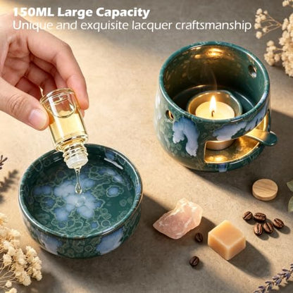 Ceramic Oil Burner and Wax Warmer - Dual-Use Tealight Candle Holder
