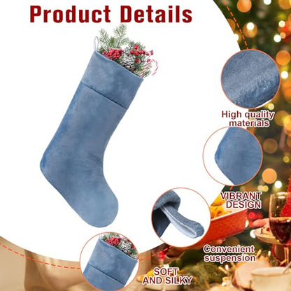 Blue Christmas Velvet Stocking 19 Inch Set of 2 - Holiday Decor