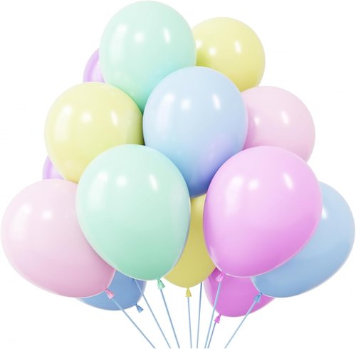 KBZVNAF Pastel Balloons - 50 Pack 12-Inch Multicolor Macaron Latex Balloons for Baby Showers & Birthdays
