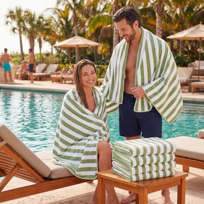Microfiber Bath Towels Bulk 12 Pack - Sage Green Wide Stripes