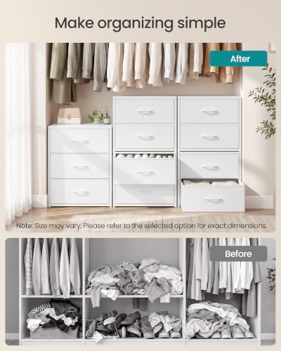 SONGMICS Stackable Closet Storage Drawers in Cloud White – 2 Pack, 13.2"D x 19.5"W x 16.7"H
