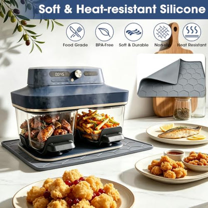 Heat Resistant Silicone Mat for Ninja Crispi DualZone Air Fryer, Countertop Protector, Dishwasher Safe, Grey