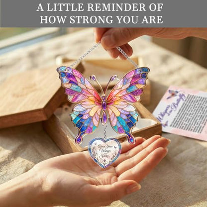 Butterfly Christmas Ornament for Tree - Colorful Acrylic Suncatcher Gift for Women - Variation: Butterfly