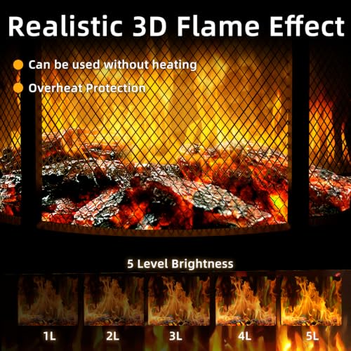 Electric Fireplace Stove with 3D Flame Effect and Walnut Finish - 22.8 Inch