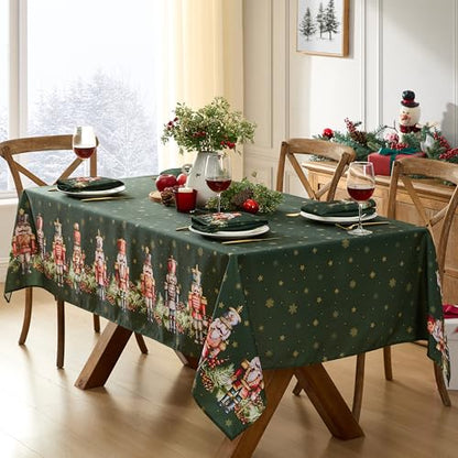Christmas Nutcracker Fabric Napkins Set of 4 - Hunter Green Holiday Table Linens