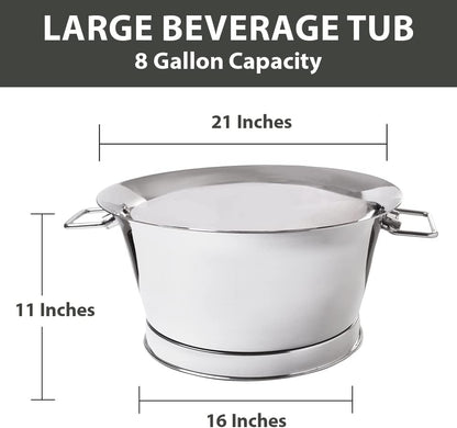Sol Living Insulated Beverage Tub Large Ice Bucket with Handles Double Wall Stainless Steel Ice Bucket and Cooler for Wine, Drinks, Bar, Party, and Gift Beverage Cooler for Indoor and Outdoor Parties
