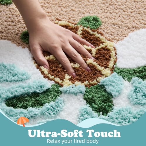 Sunfly Coastal Beach Bath Mat with Turtle Pattern, 22x34in - Kids & Nautical Decor