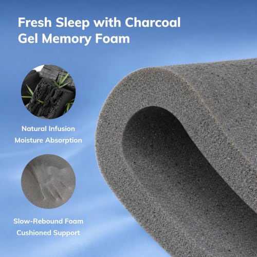 Twin 2 Inch Gel Memory Foam Mattress Topper with Graphene Cover - No Sheet Needed