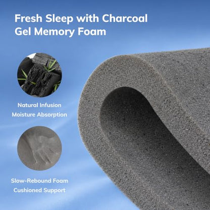 Twin 2 Inch Gel Memory Foam Mattress Topper with Graphene Cover - No Sheet Needed