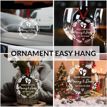 Baby Coming Mom & Dad Christmas Ornament - Expecting Baby Gift - Variation of Baby Coming - Mom & Dad