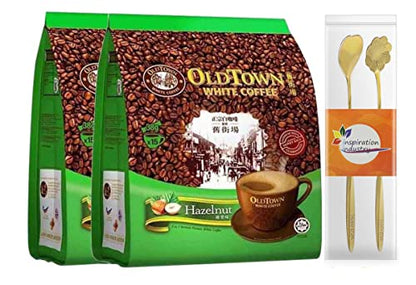 Old Town White Coffee Combination Set - Malaysia Old Town Coffee Instant Coffee 3 in1 Hazelnut Flavor - Hazelnut Coffee 15 Sticks x 38 g (2 Packs )