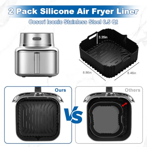 Air Fryer Accessories Set of 13 for Cosori Iconic 6.5 Qt - Stainless Steel & Silicone