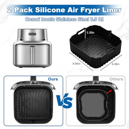 Air Fryer Accessories Set of 13 for Cosori Iconic 6.5 Qt - Stainless Steel & Silicone