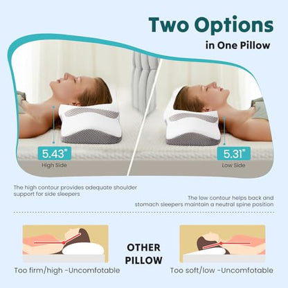 OLIXIS White Cervical Neck Pillow for Side Back and Stomach Sleepers