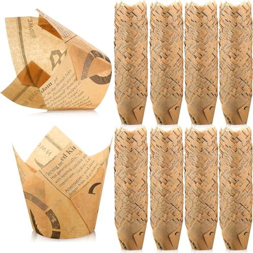 800 Pieces Newspaper Print Tulip Cupcake Liners for Baking - Standard Size Greaseproof Wrappers for Weddings Birthday Party Christmas - Variation of THIS listing