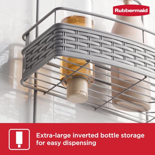 Rubbermaid Hanging Shower Caddy Gray Rust-Resistant Bath Organizer with Shelves & Hooks