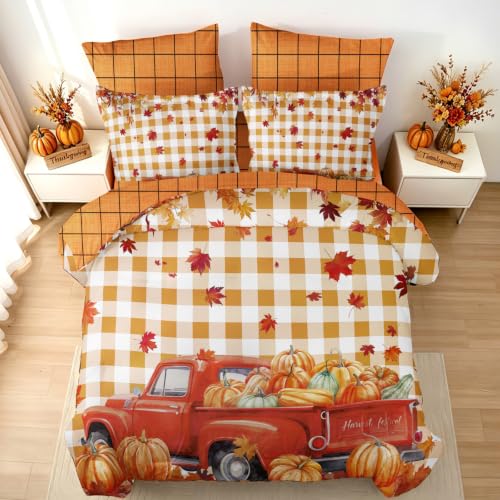 Halloween Orange King Comforter Set - All Season Fall Bedding 7 Piece