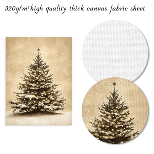 Vintage Christmas Tree Canvas Wall Art - Rustic Xmas Tree Unframed 12x16
