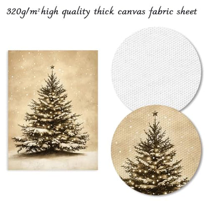 Vintage Christmas Tree Canvas Wall Art - Rustic Xmas Tree Unframed 12x16