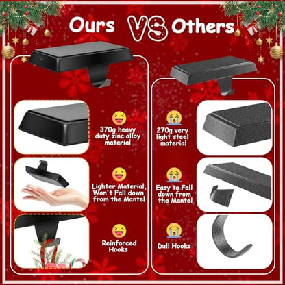 Heavy Duty Metal Christmas Stocking Holders - Black, Pack of 4