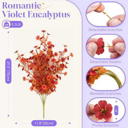 Artificial Hanging Fall Flowers - UV Resistant Orange Red 2 Pack
