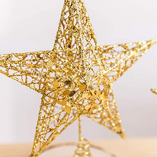 10-Inch Gold Christmas Tree Topper Star Holiday Decoration Glitter Metal