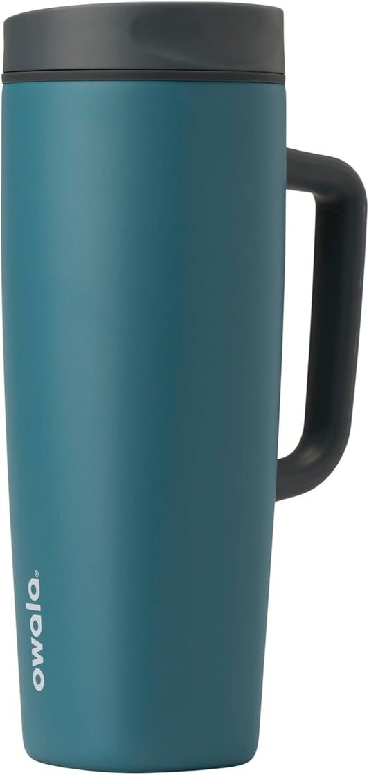 Owala SmoothSip Slider Travel Mug - 24 oz Stainless Steel Insulated, Leak Proof, Hot & Cold Drinks, BPA Free