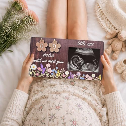 Sonogram Picture Frame with Baby Countdown Weeks - White - Baby Keepsake