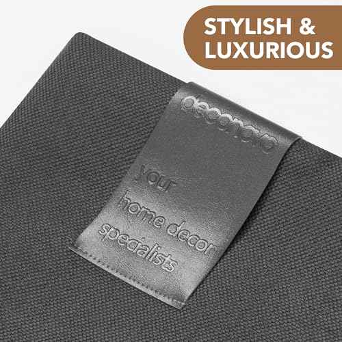 Deconovo Pack of 2 Pillow Covers 18x18, Decorative Linen Pillow Covers Accent Throw Cushion Case with Leather Label, Soft Boho Farmhouse Pillowcase for Couch Sofa Bed Living Room Decor, Dark Grey